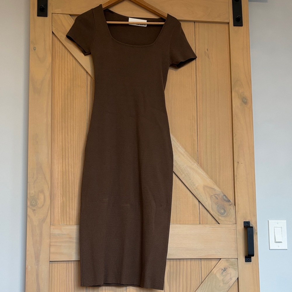 Elegant Brown Women's Dress- Pink Martini